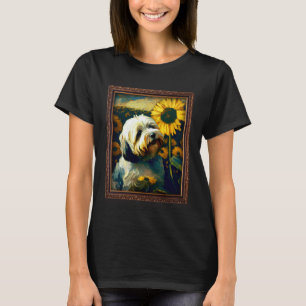 Camiseta Pintura Lhasa Apso Girassol Flor Mamãe Mulheres Fl