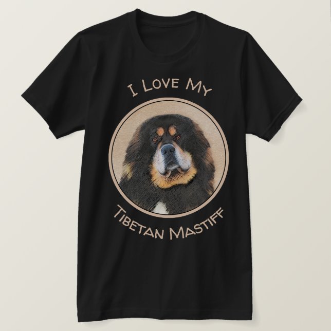 Camiseta Pintura Mastiff Tibetana - Arte Canina Original (Frente do Design)