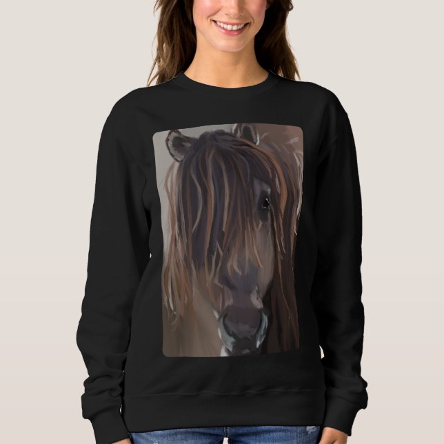 Camiseta Pintura Moderna de um Cavalo Marrom (Frente)