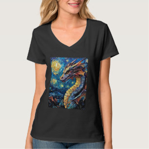Camiseta Pintura Moderna Van Gogh Starry Night Dragon
