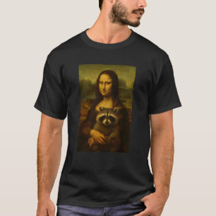 Camiseta Pintura Monalisa Guaxinim Amante de Animais Arte M
