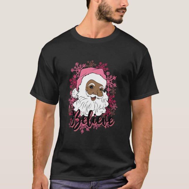 Camiseta Pintura Negra Cor-de-rosa afrodescendente Natal co (Frente)