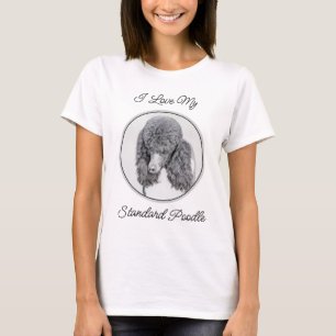 Camiseta Pintura Negra De Poodle Padrão - Arte Cão