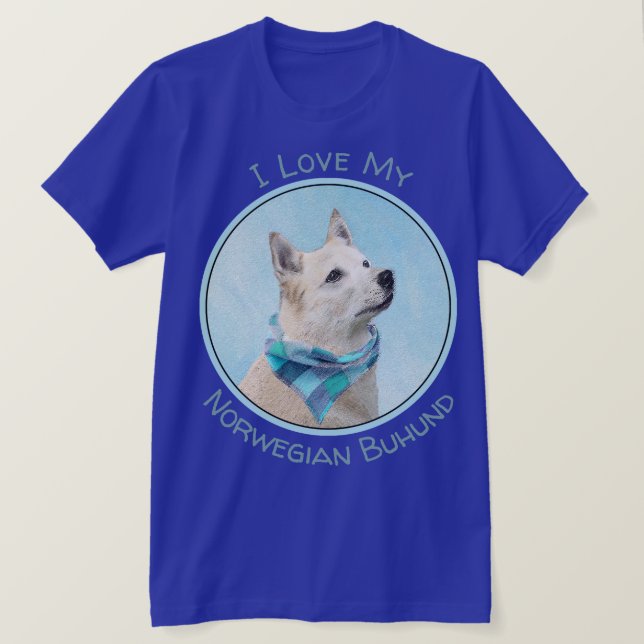 Camiseta Pintura Norueguesa de Buhund - Arte Cachorra Origi (Frente do Design)