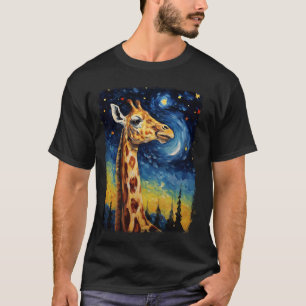 Camiseta Pintura Noturna de Giraffe Animal Starry