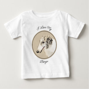 Camiseta Pintura Original de Cachorro Borzoi (Silver Brindl