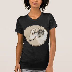 Camiseta Pintura Original de Cachorro Borzoi (Silver Brindl