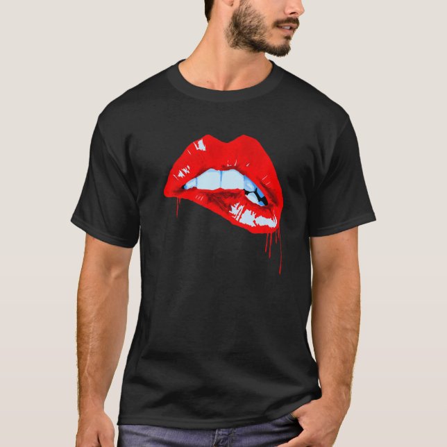 Camiseta Pintura Pop de Lábios de  Vermelho (Frente)