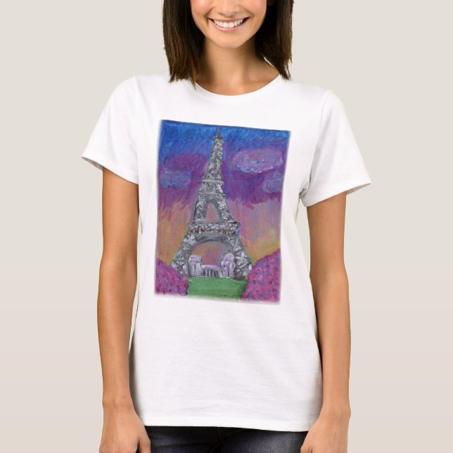 Camiseta Pintura popular em torre Eiffel (Frente)