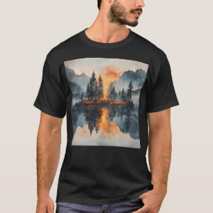 Camiseta Pintura Por Aquarela De Uma Ilha Ativa