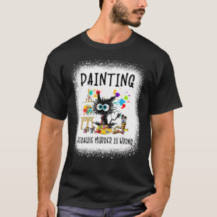 Camiseta Pintura Porque Assassinato É Artista De Gato Errad