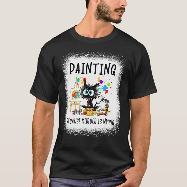 Camiseta Pintura Porque Assassinato É Artista De Gato Errad (Frente)