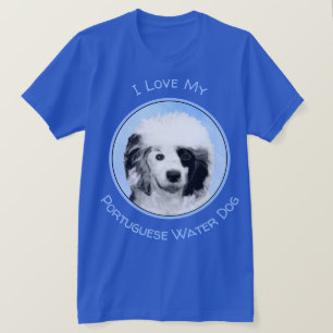 Camiseta Pintura portuguesa do cão de água - arte origina