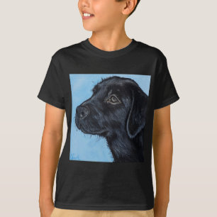 Camiseta Pintura preta do filhote de cachorro de Labrador