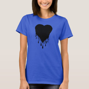 Camiseta Pintura preta do gotejamento do coração