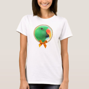 Camiseta Pintura realística do papagaio verde do eclectus