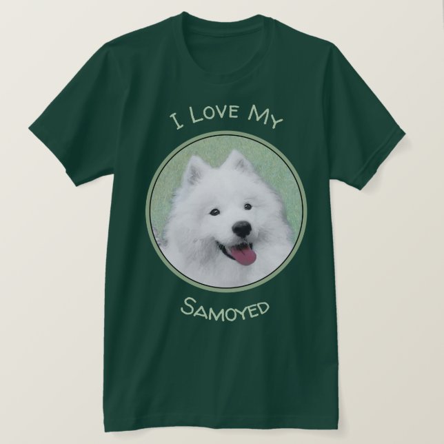 Camiseta Pintura Samoyed - Arte Cachorosa Original (Frente do Design)