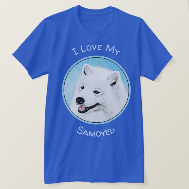 Camiseta Pintura Samoyed - Arte Cachorosa Original (Frente do Design)
