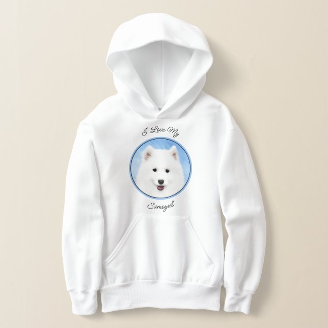 Camiseta Pintura Samoyed Puppy - Arte Cachorra Original (Postura )