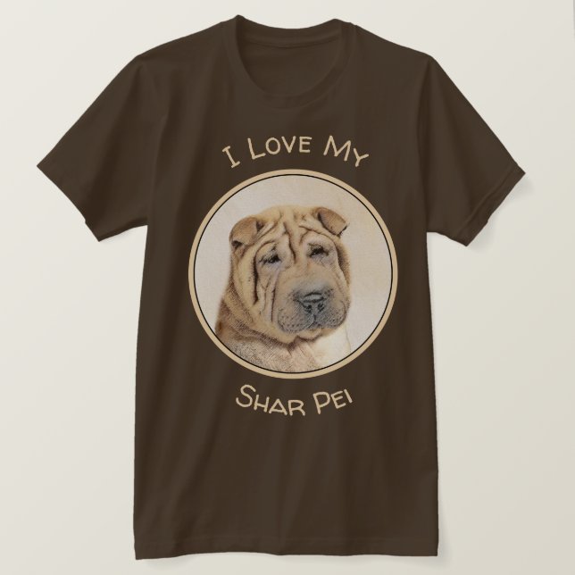 Camiseta Pintura Shar Pei - Arte Cachorra Original (Frente do Design)