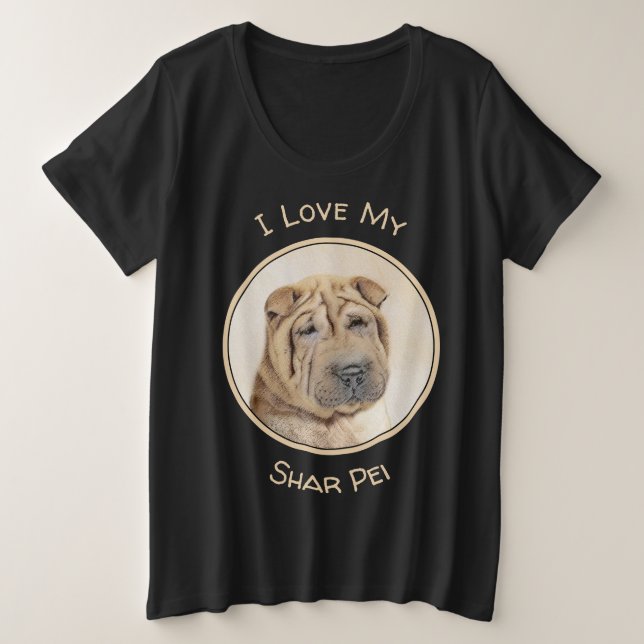 Camiseta Pintura Shar Pei - Arte Cachorra Original (Frente do Design)