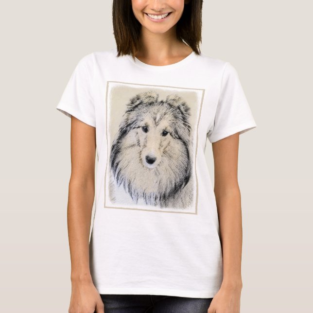 Camiseta Pintura Shetland Sheepdog - Arte Cachorreira Origi (Frente)