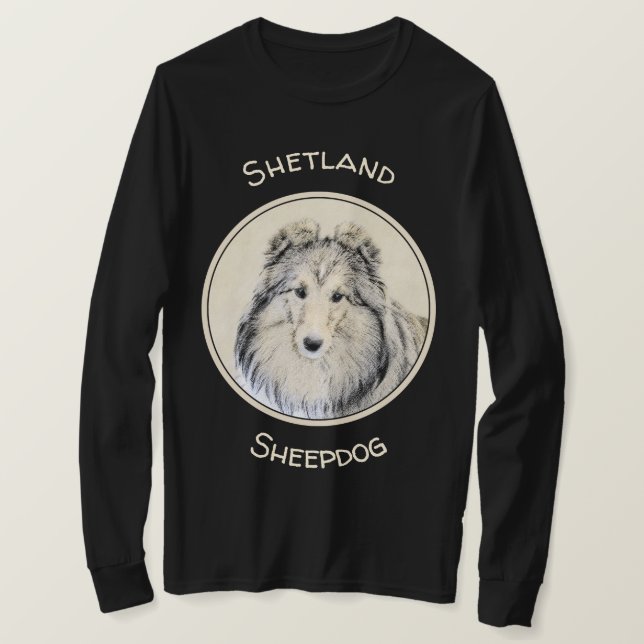 Camiseta Pintura Shetland Sheepdog - Arte Cachorreira Origi (Frente do Design)
