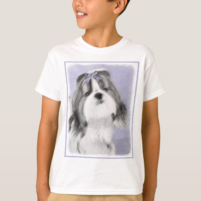 Camiseta Pintura Shih Tzu - Arte Cachorosa Original (Frente)