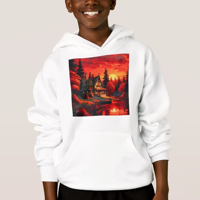 Camiseta Pintura solar com algodão e lago-66633 (Frente)