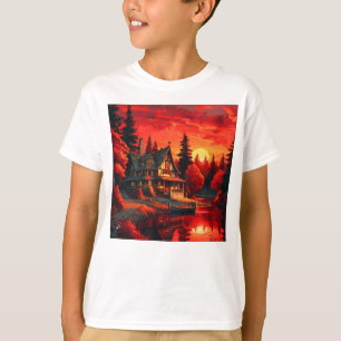 Camiseta Pintura solar com algodão e lago-66633