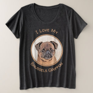 Camiseta Pintura Suave em Bruxelas Griffon Pintura Original