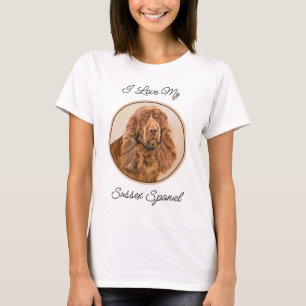 Camiseta Pintura Sussex Spaniel - Arte Cachorosa Original
