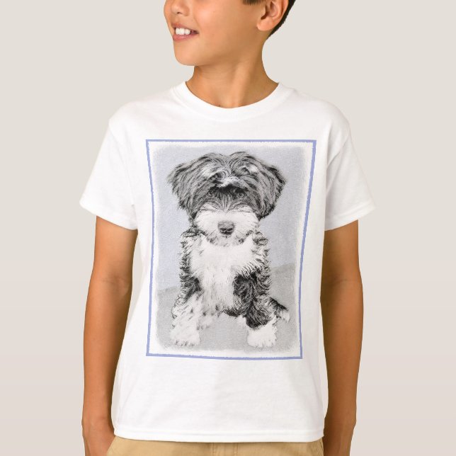 Camiseta Pintura Tibetana Terrier - Arte Cachorro Original  (Frente)