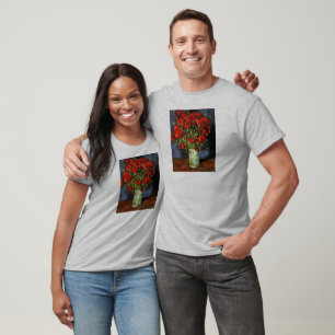 Camiseta Pintura Vintage Van Gogh Vaso de Flores em Flor
