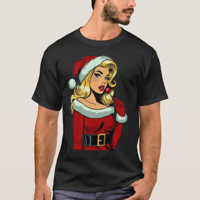 Camiseta Pinup de papais noeis: Glam de Arte Pop (Frente)