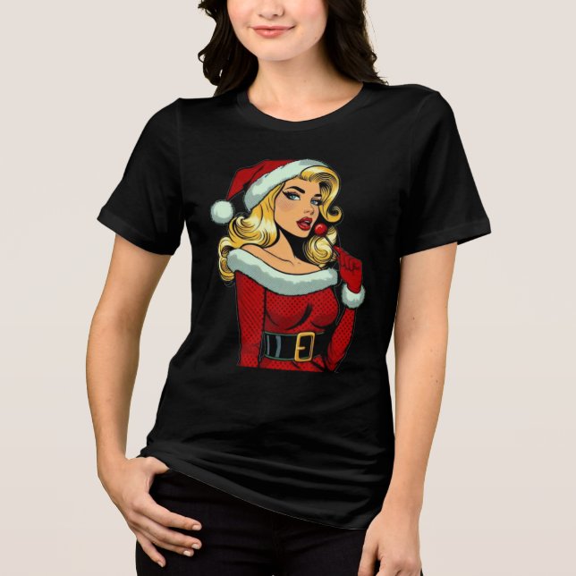 Camiseta Pinup de papais noeis: Glam de Arte Pop (Frente)