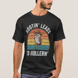 Camiseta Pio a Conduzir a Gritaria Coruja de Cowboy Vintage