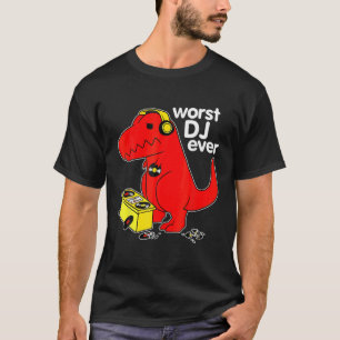 Camiseta Pior DJ Já Engraçado T Rex Dinossaur Música Sarcás