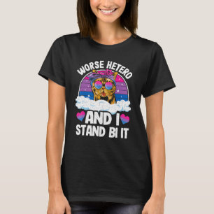 Camiseta Pior Hetero E Eu Fico Bi Nesse Gato Bandeira Bisse