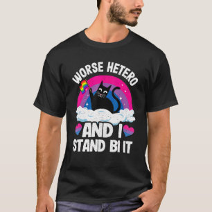 Camiseta Pior Hetero E Eu Fico Bi Nesse Gato Bandeira Bisse
