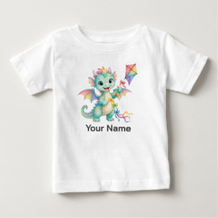 Camiseta Pipa de Bebê Dragão Fofo Personalizada para Crianç