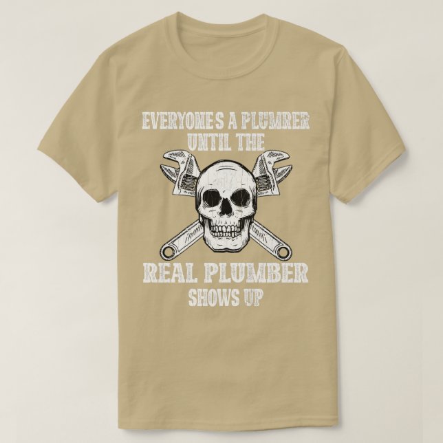 Camiseta Pipefitter Encanador Real Skeleton Engraçado Pipef (Frente do Design)