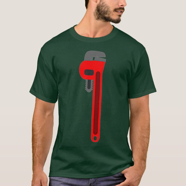 Camiseta Pipefitter Pipe Wrench Premium com ferramenta de c (Frente)