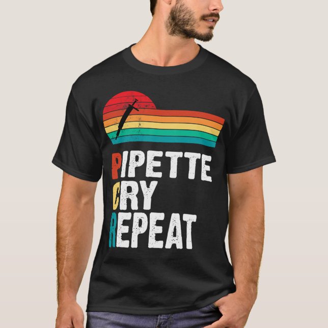 Camiseta Pipeta Repetir PCR Retro DNA Vintage (Frente)