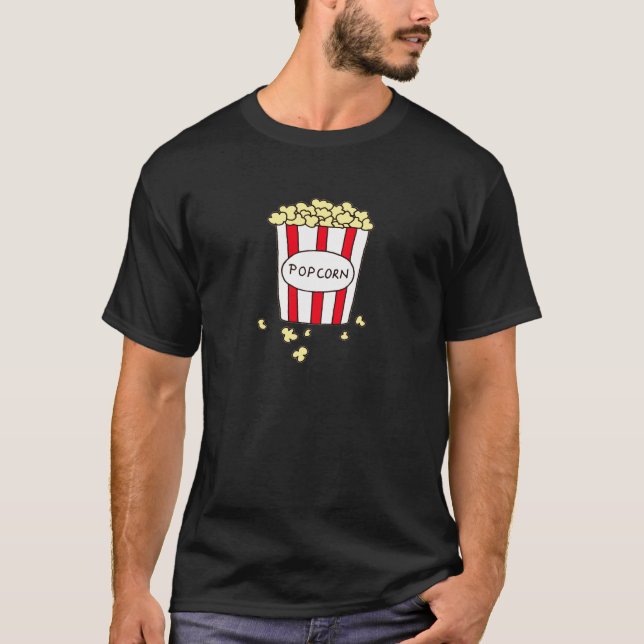 Camiseta Pipoca de Cinema Divertido no Balde Branco Vermelh (Frente)