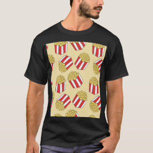 Camiseta Pipoca desenhada à mão, padrão incolor.