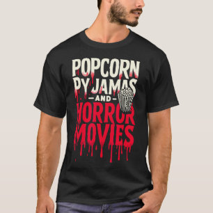 Camiseta Pipoca Pijama E Filmes Horrores Assustam Horror Mo