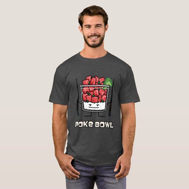 Camiseta Pique o aku dos chopsticks da salada dos peixes (Frente Completa)