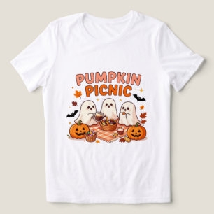 Camiseta Piquenique de Abóbora Fantasma Fofo de Halloween