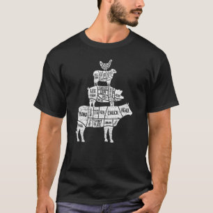 Camiseta Pirâmide Alimentar de Cortes de Açougue Carne Bovi